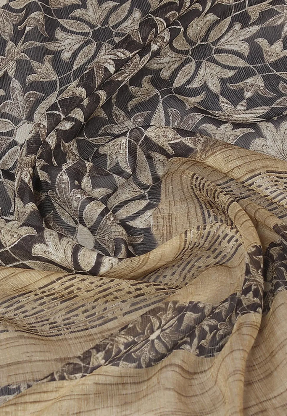 Digital Printed Chiffon Saree in Black