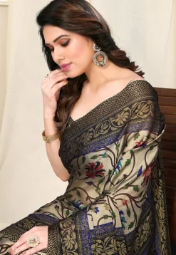 Digital Printed Chiffon Saree in Beige