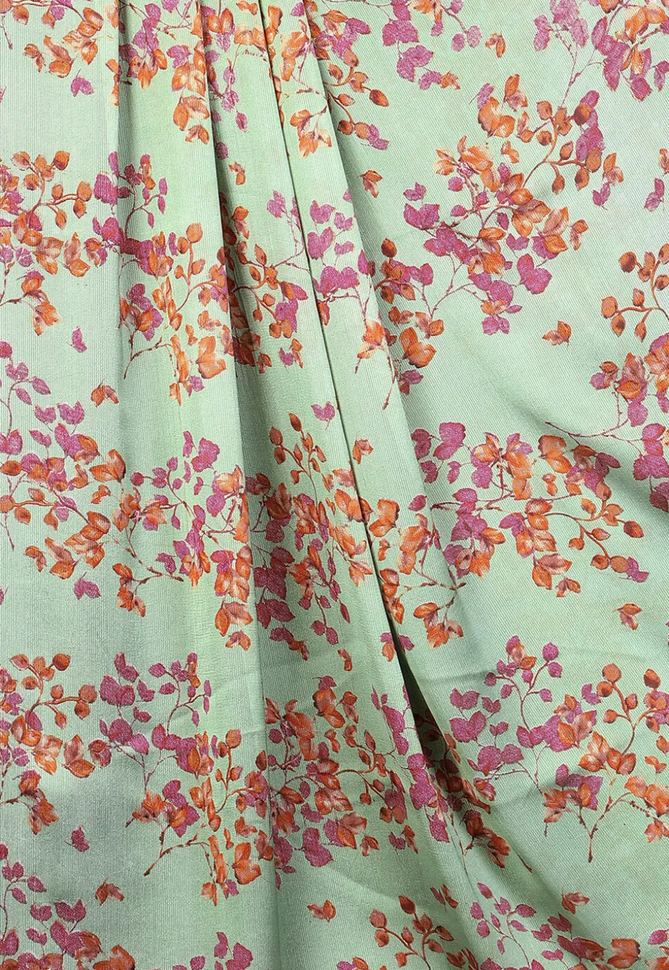 Digital Printed Chiffon Saree in Sea Green