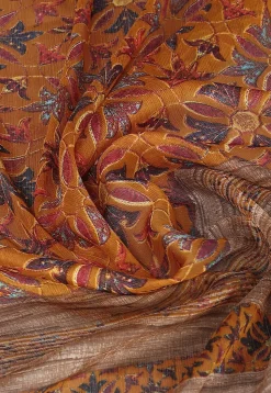 Digital Printed Chiffon Saree in Mustard