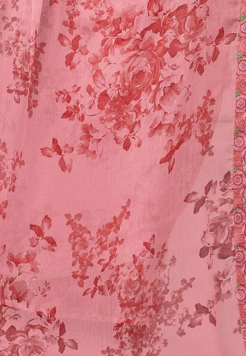 Digital Printed Chiffon Saree in Peach