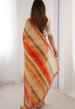 Digital Printed Chiffon Saree in Multicolor