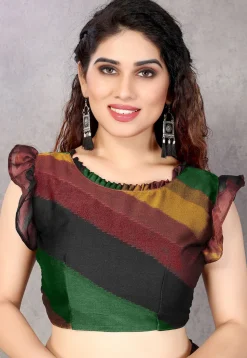 Digital Printed Chiffon Saree in Black