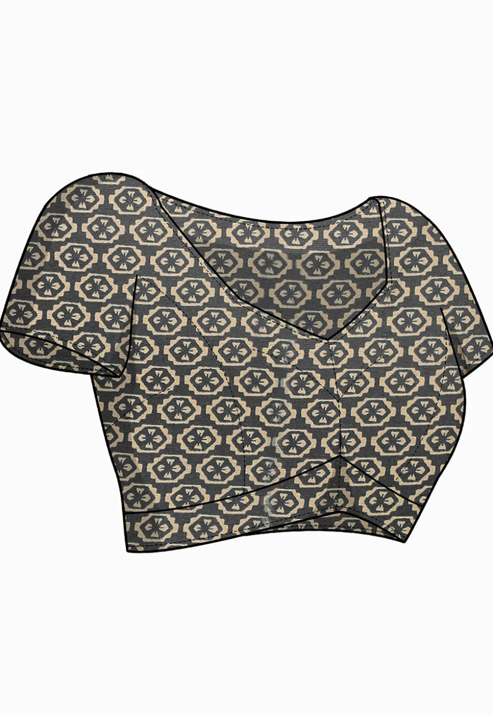 Digital Printed Chiffon Saree in Grey