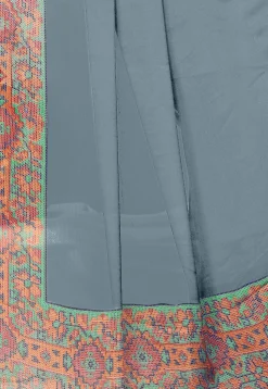 Digital Printed Chiffon Saree in Grey