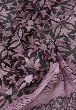 Digital Printed Chiffon Saree in Black and Purple