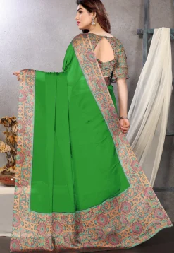 Digital Printed Chiffon Saree in Light Green
