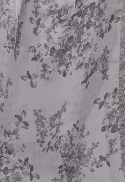Digital Printed Chiffon Saree in Grey