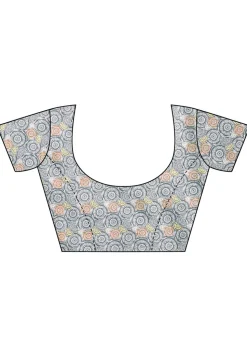 Digital Printed Chiffon Saree in Grey