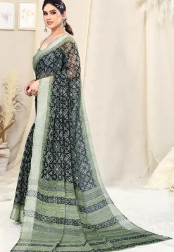 Digital Printed Chiffon Saree in Black