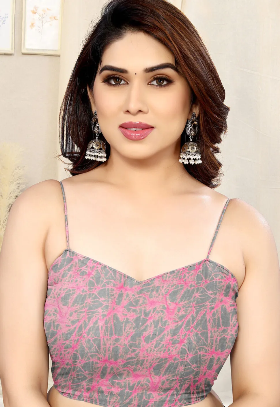 Digital Printed Chiffon Saree in Grey