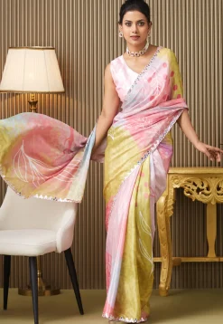 Digital Printed Chiffon Saree in Multicolor