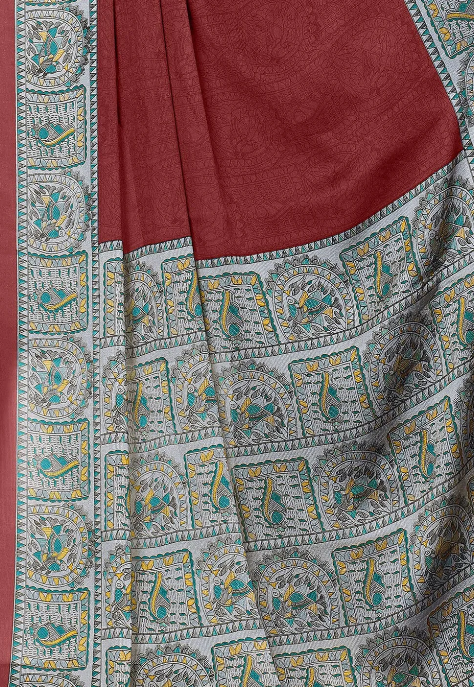 Digital Printed Chiffon Saree in Maroon