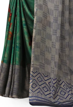 Digital Printed Chiffon Saree in Green