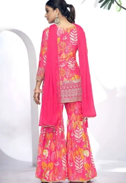 Digital Printed Chinon Chiffon Pakistani Suit in Pink
