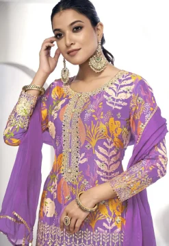 Digital Printed Chinon Chiffon Pakistani Suit in Purple