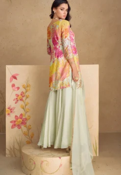 Digital Printed Chinon Silk Pakistani Suit in Multicolor