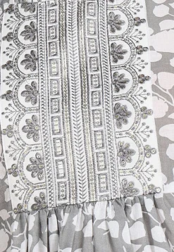 Digital Printed Cotton A Line Kurti in Grey