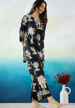 Digital Printed Cotton Co Ord Set in Black