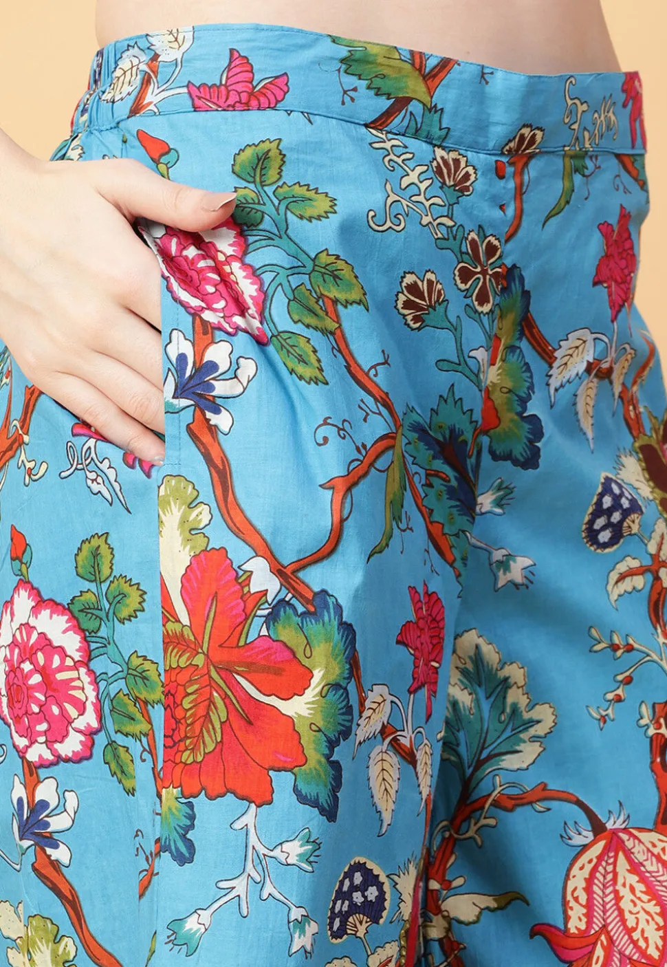 Digital Printed Cotton Co Ord Set in Blue