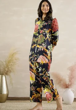 Digital Printed Cotton Co Ord Set in Black