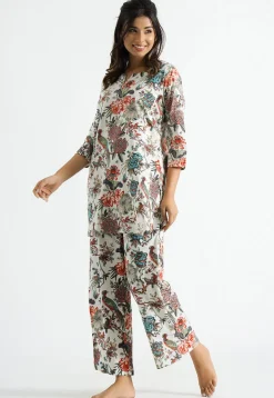 Digital Printed Cotton Co Ord Set in Off White