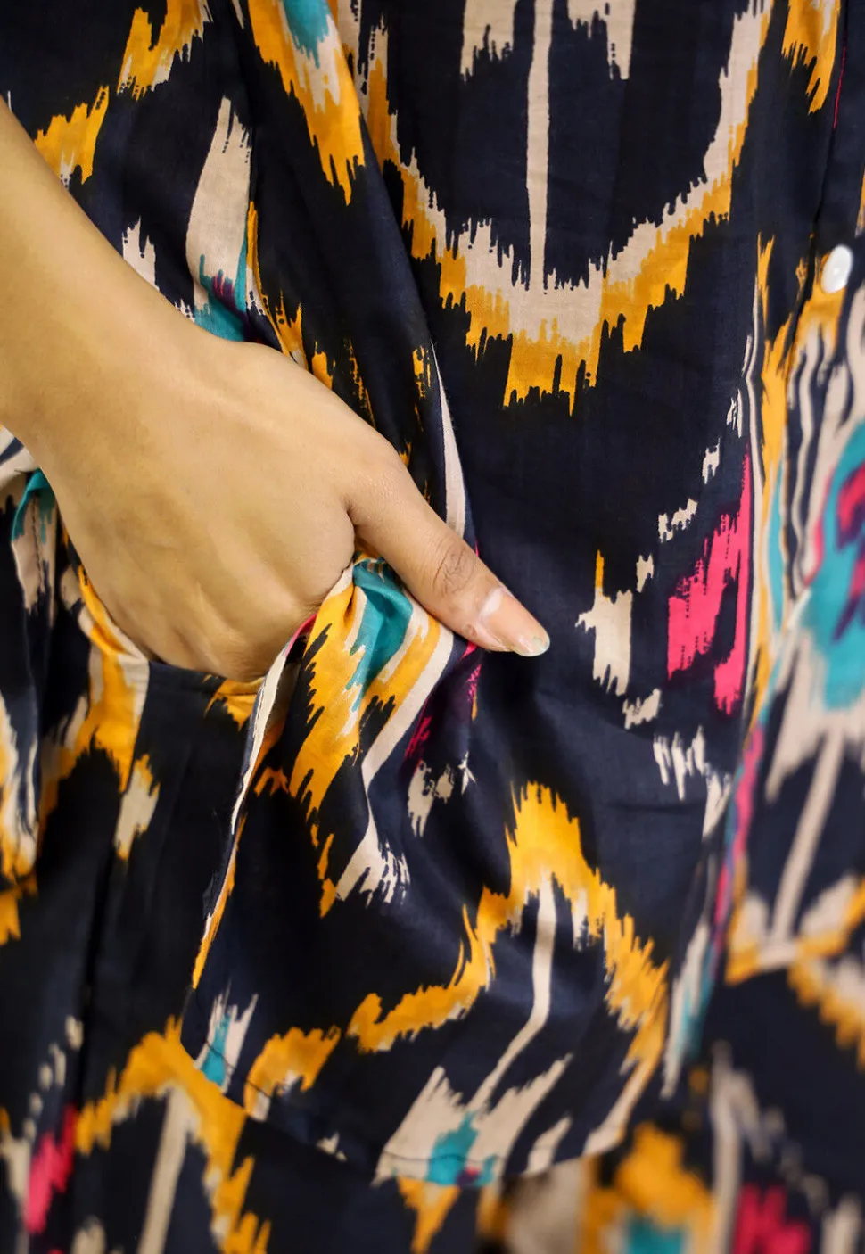 Digital Printed Cotton Co Ord Set in Navy Blue