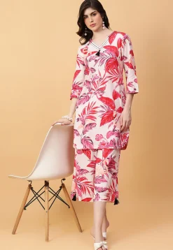 Digital Printed Cotton Co Ord Set in Off White