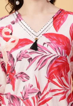 Digital Printed Cotton Co Ord Set in Off White