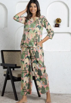 Digital Printed Cotton Co Ord Set in Pink