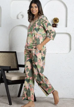 Digital Printed Cotton Co Ord Set in Pink