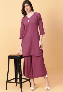 Digital Printed Cotton Co Ord Set in Purple