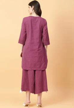 Digital Printed Cotton Co Ord Set in Purple