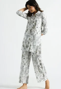 Digital Printed Cotton Co Ord Set in Off White