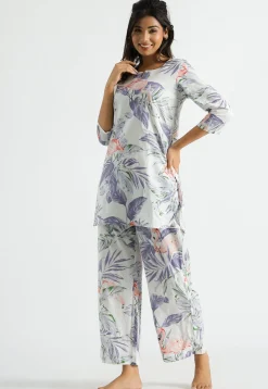 Digital Printed Cotton Co Ord Set in Off White