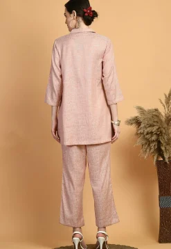 Digital Printed Cotton Co Ord Set in Peach