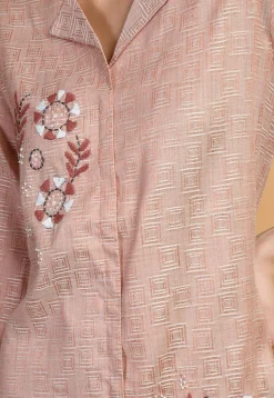 Digital Printed Cotton Co Ord Set in Peach