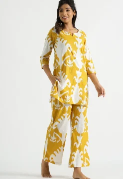 Digital Printed Cotton Co Ord Set in Yellow