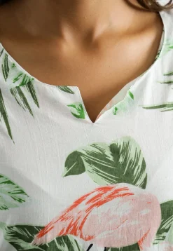 Digital Printed Cotton Co Ord Set in White