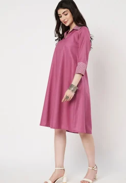 Digital Printed Cotton Dress in Pink