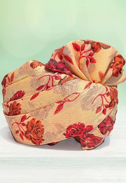 Digital Printed Cotton Kids Turban in Beige