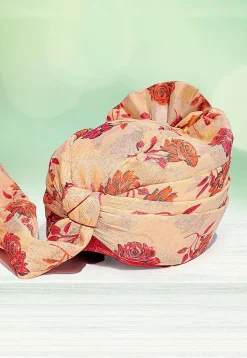 Digital Printed Cotton Kids Turban in Beige