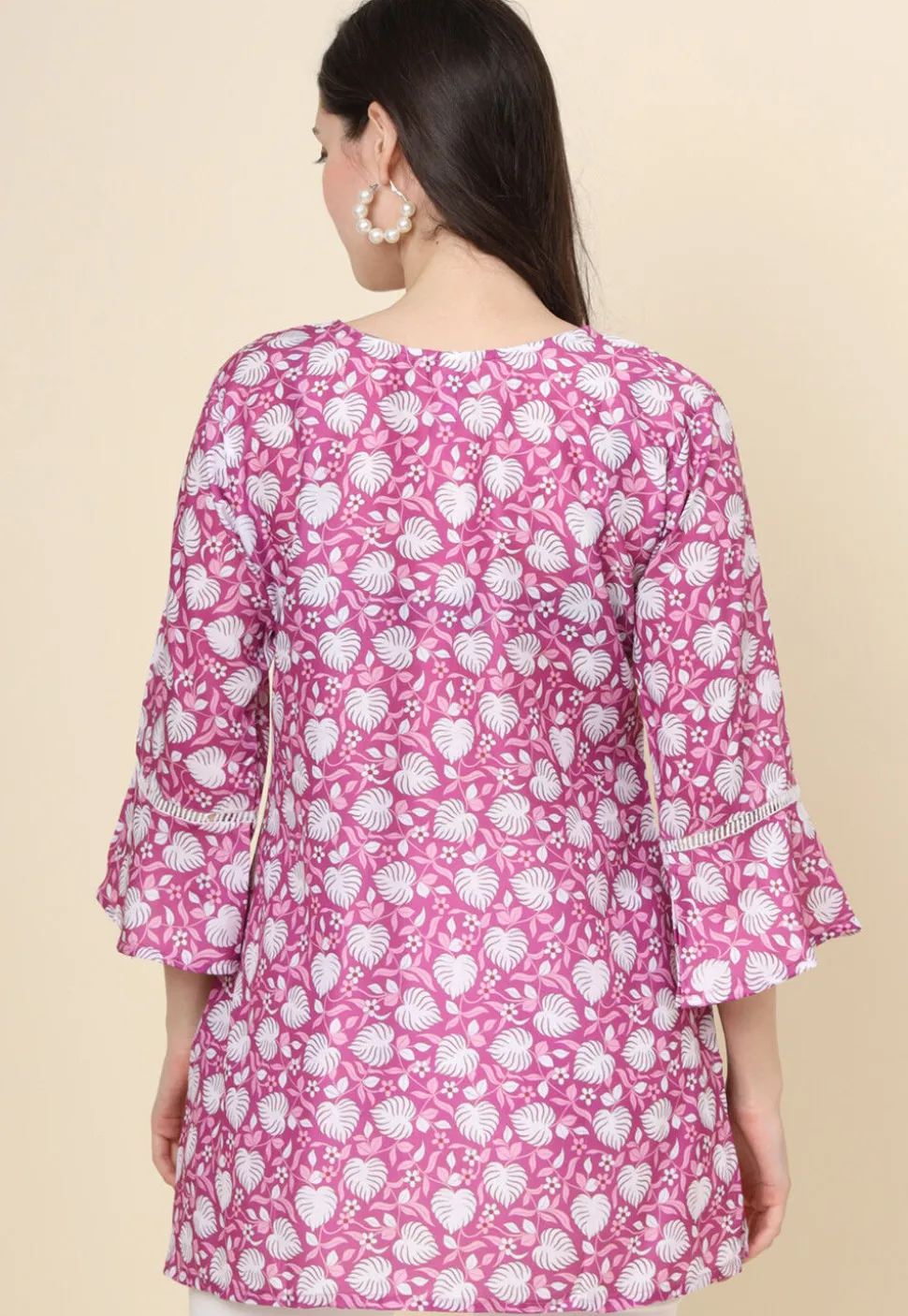 Digital Printed Cotton Kurti in Purple