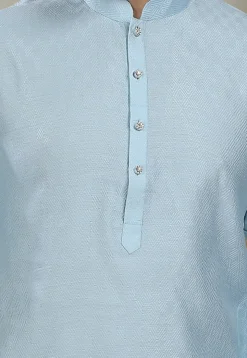 Digital Printed Cotton Kurta in Light Blue