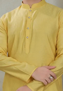 Digital Printed Cotton Kurta in Yellow