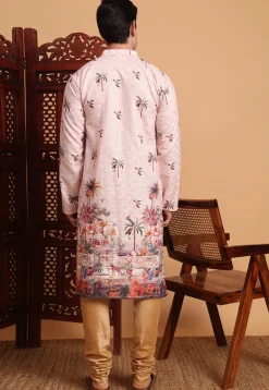 Digital Printed Cotton Kurta in Pink