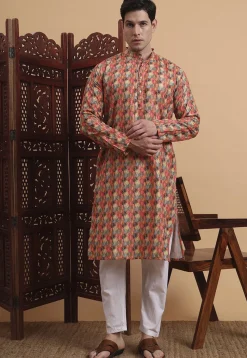 Digital Printed Cotton Kurta in Multicolor