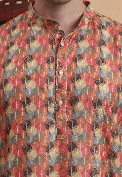 Digital Printed Cotton Kurta in Multicolor