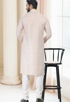 Digital Printed Cotton Kurta Set in Cream