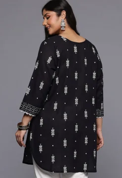 Digital Printed Cotton Kurti in Black